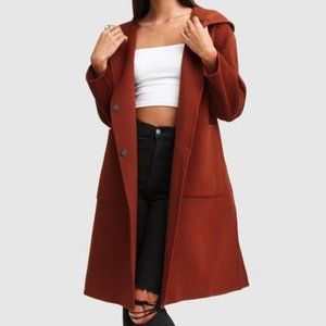 Red/Brown Wool Blend Oversized Coat "Walk This Way - Caramel", Size Small, NWT